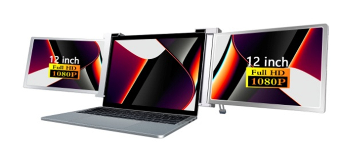 2 X 12 pulgadas FHD pantallas IPS 1920 X 1080 16 / 9 Ultra-luz diseño 1.1kg por pantalla 25.3mm espesor soporte HDR 12 idiomas OSD