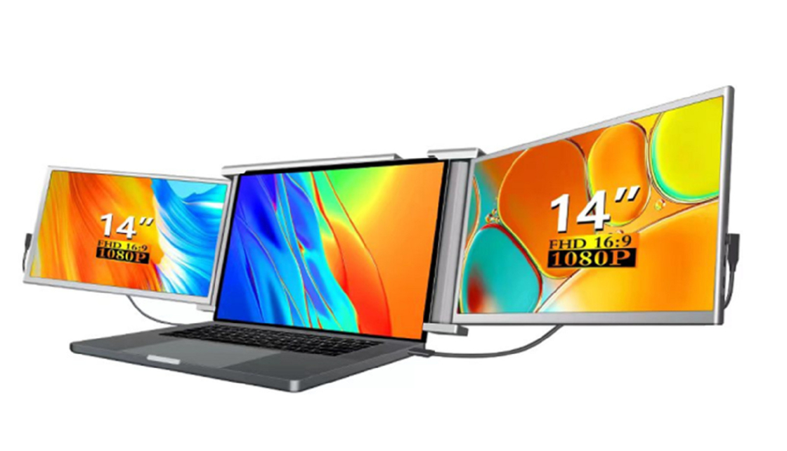 Monitor portátil dual FHD de 14 pulgadas compatible con portátiles de 13,5 a 16,5 pulgadas, doble tipo C, compatible con audio, vídeo, mini HDMI y HDR