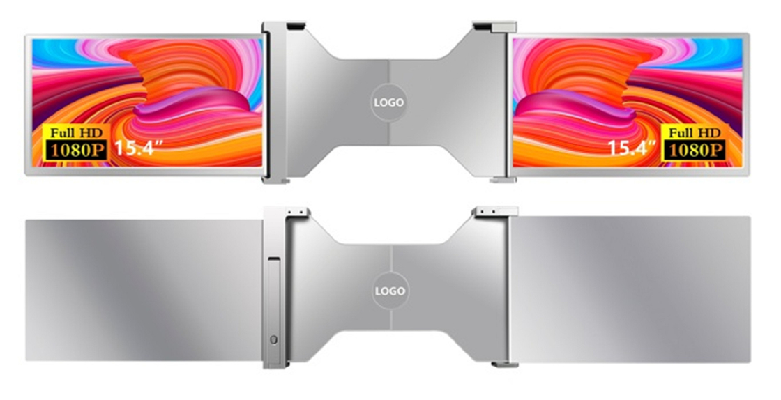 Dos monitores de portátiles FHD de 15,4 pulgadas, compatibles con portátiles de 15,6-18,5 pulgadas, con una interfaz Tipo-C con soporte HDR.
