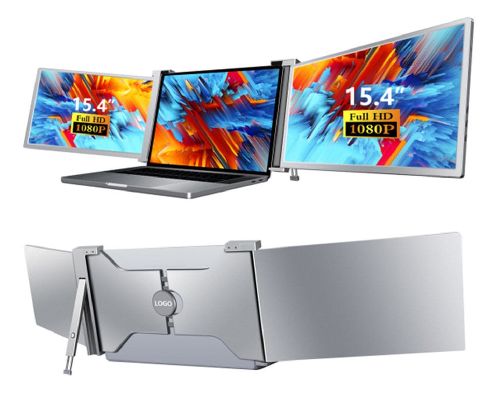 Dos monitores de portátiles FHD de 15,4 pulgadas, compatibles con portátiles de 15,6-18,5 pulgadas, con una interfaz Tipo-C con soporte HDR.