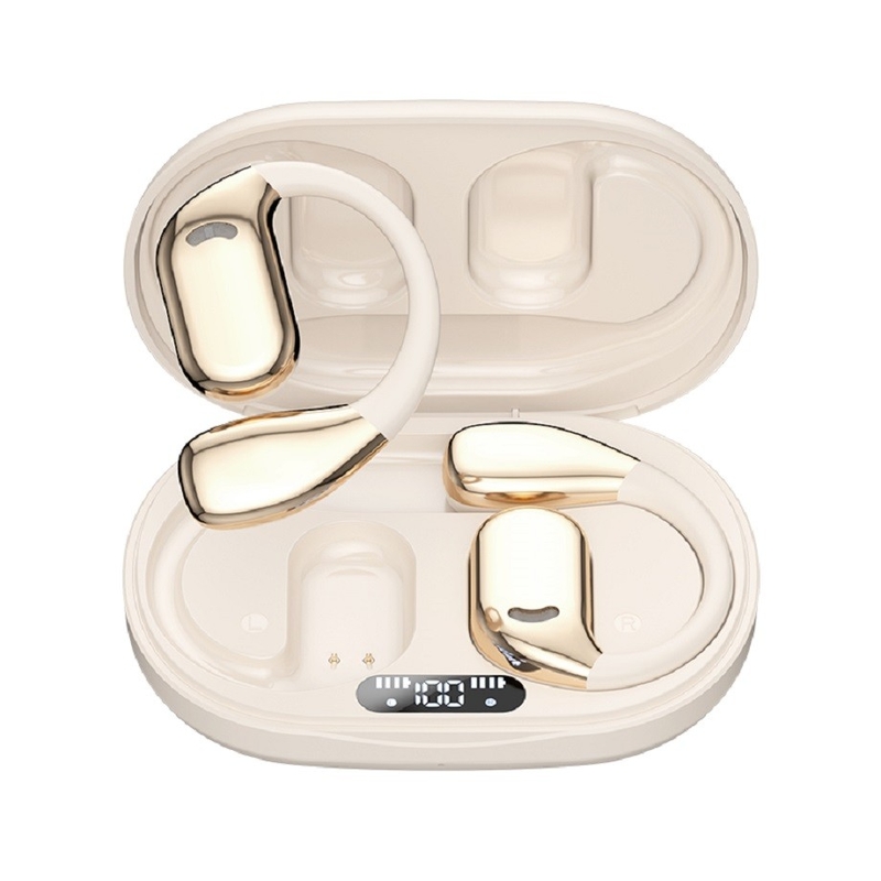Auriculares TWS Bluetooth 5.4 con diafragma compuesto de titanio, altavoz, 6 horas de reproducción con estuche de carga de 300 mAh y pantalla digital de batería