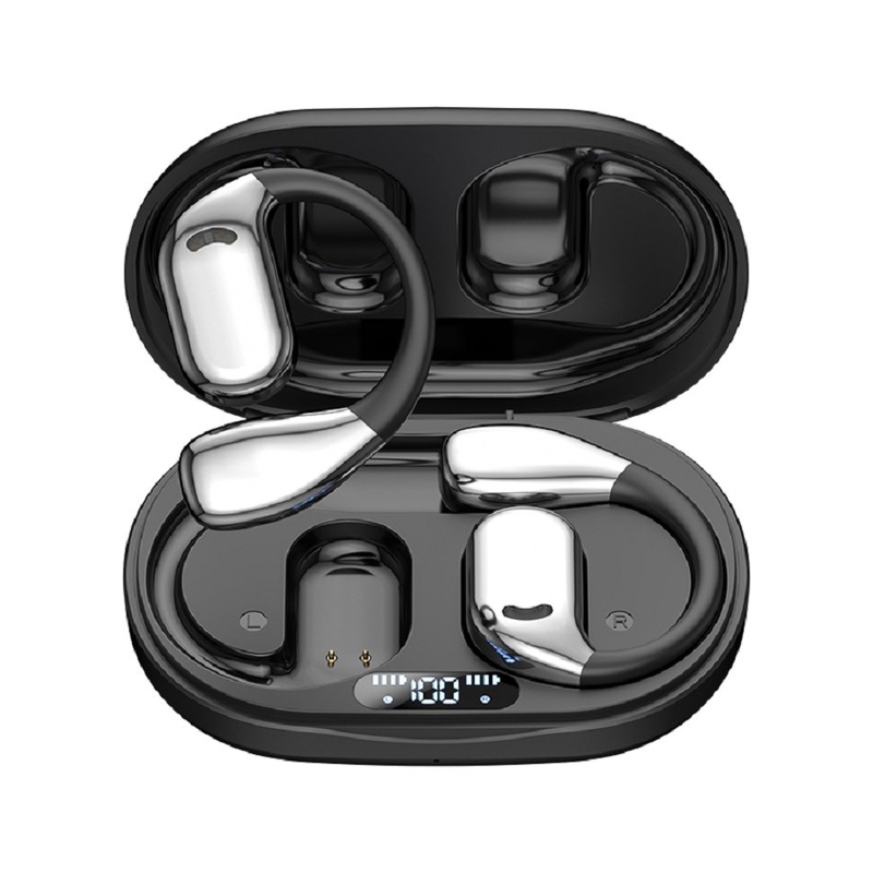 Auriculares TWS Bluetooth 5.4 con diafragma compuesto de titanio, altavoz, 6 horas de reproducción con estuche de carga de 300 mAh y pantalla digital de batería