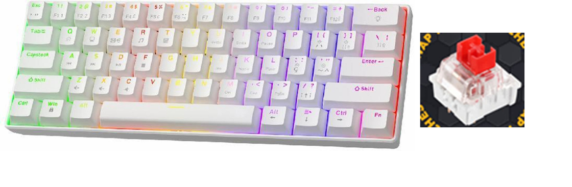 Teclado mecánico compacto de 68 teclas con retroiluminación RGB personalizable, interruptores intercambiables en caliente y conectividad USB