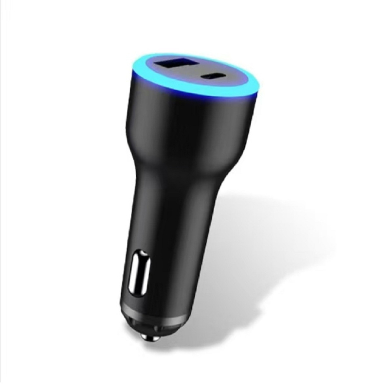 Soporta USB-C PD 65W 20V/3.25A Carga rápida de computadoras portátiles + USB-A QC 18W ABS + PC Material a prueba de fuego Luz de indicador LED azul