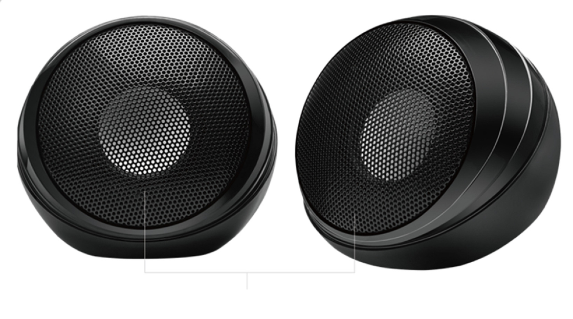 Altavoz de computadora con cable ABS plástico con diseño de malla de hierro 2 pulgadas conductor de altavoz con doble 45mm imanes 5V USB fuente de alimentación enchufe y reproducción