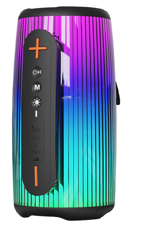 Bluetooth 5.3, Altavoces de 10W, Batería de 2400mAh con Carga Tipo-C, Iluminación Ambiental RGB, Cordón