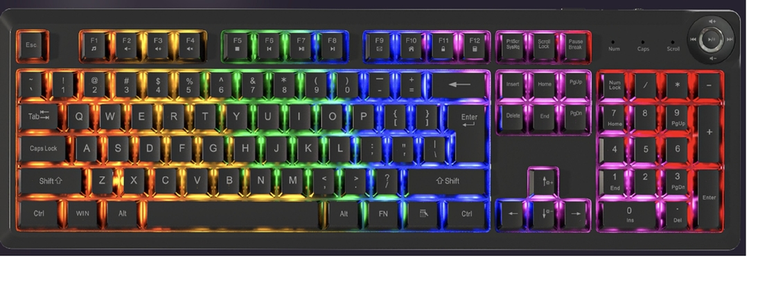 Ultra delgado portátil FN teclado de membrana multimedia 448*143*32mm 610g peso neto ABS negras tapa teclas membrana de plata