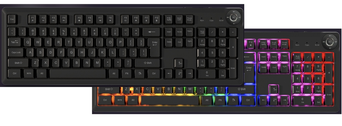 Ultra delgado portátil FN teclado de membrana multimedia 448*143*32mm 610g peso neto ABS negras tapa teclas membrana de plata