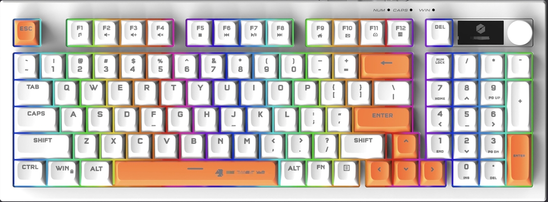Teclado con cable desmontable con placa de hierro + estructura ABS Película de plata soporta el cambio de luz blanca / RGB