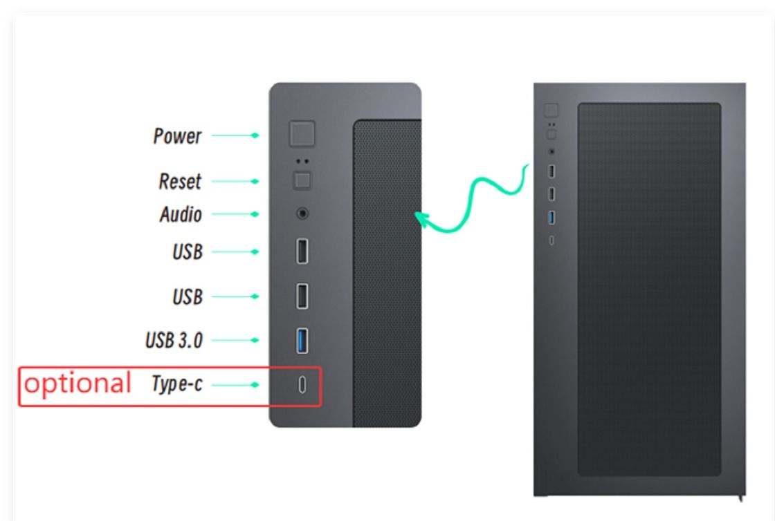 Carcasa de juego EATX Full-Tower SPCC+ABS+Madera Frontal con Doble USB 1.0+USB 3.0+Tipo-C Opcional, Soporte para Triple Refrigeración Líquida