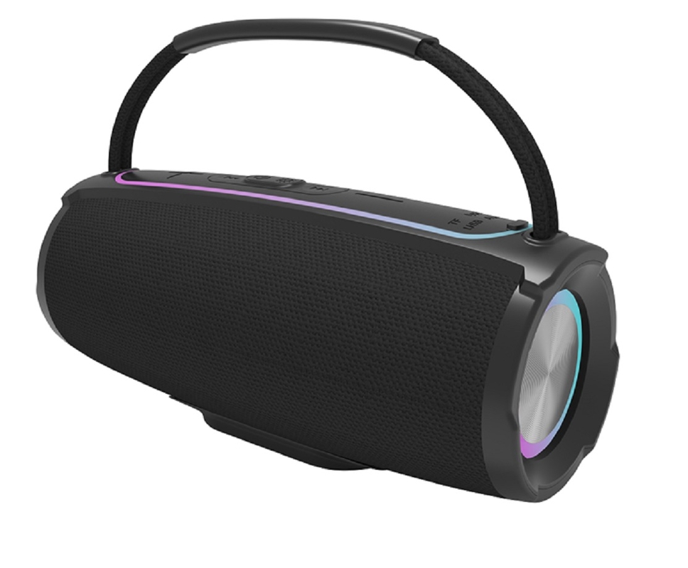 Altavoz Bluetooth 5.3 dual de 10W 2600mAh Diseño con asa Luz RGB y 4 modos de reproducción AUX TF FM USB Flash Drive