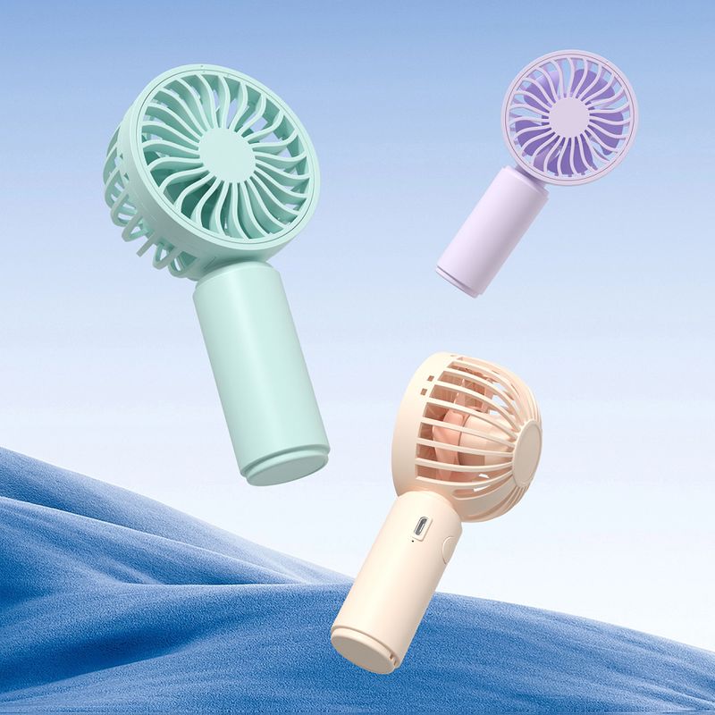 Mini ventilador de mano 300mAh Batería 1H Duración de la batería Admite 1.5H Carga Tipo-C Interruptor Ubicado en la parte trasera Rosa Azul Púrpura