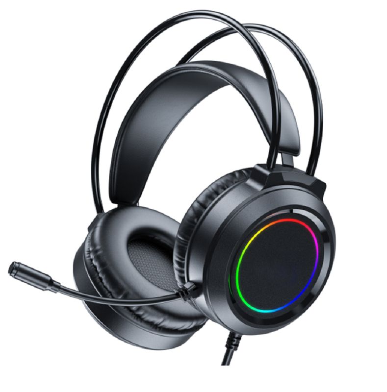 Auriculares con cable ETEK Gaming, controlador de 50 mm, respuesta de 20 Hz a 20 kHz, micrófono omnidireccional, cable de 2,0 m