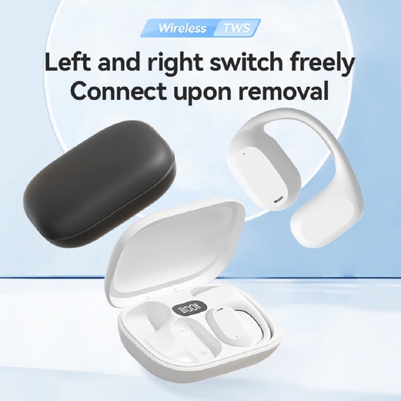 ETEK Ear-Hook TWS auriculares, Bluetooth 5.3 (A2DP/AVRCP/HFP), celda de auriculares de 50 mAh + caja de 300 mAh (tabla protectora)