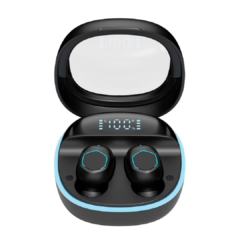 Auriculares inalámbricos ETEK con pantalla LED y tapa transparente, BT 5.3, control táctil, altavoz F10, negro, blanco, morado