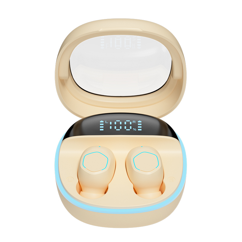 Auriculares inalámbricos ETEK con pantalla LED y tapa transparente, BT 5.3, control táctil, altavoz F10, negro, blanco, morado