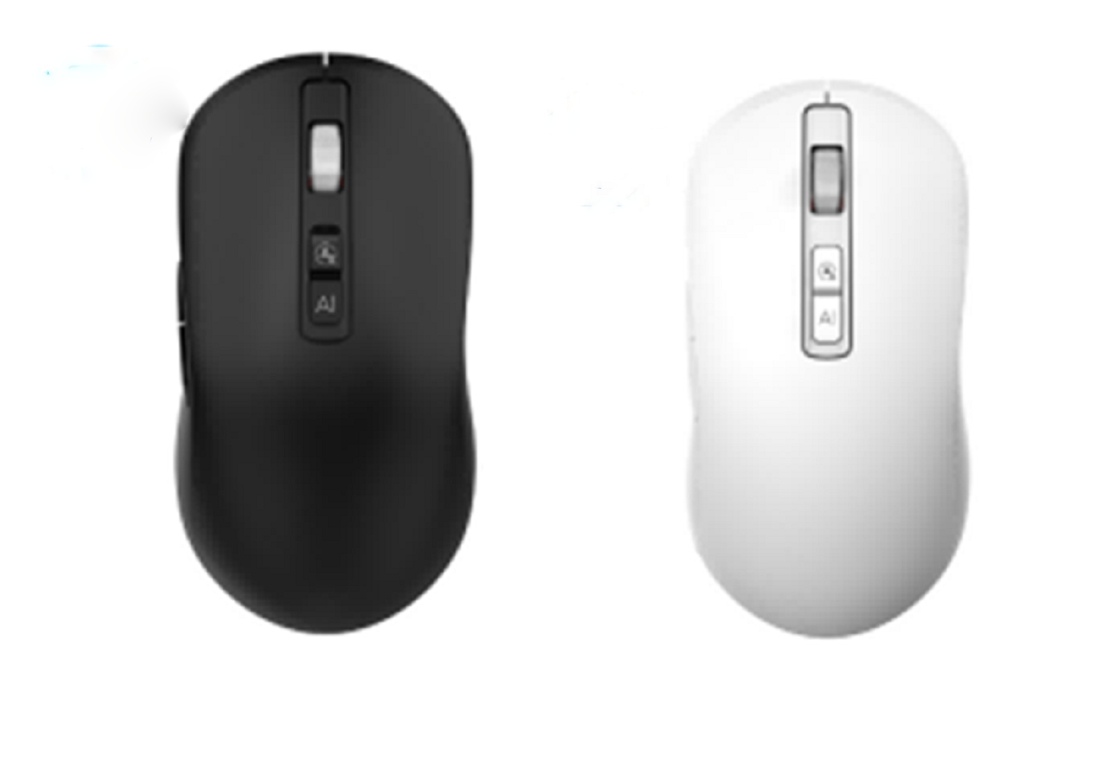 Este ratón AI 2.4G+Bluetooth con 7 botones, ajuste de 1200-2400DPI, batería de 3.7V/400mA