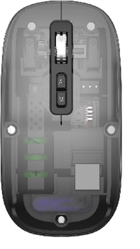 Ratón AI inalámbrico 2.4G y Bluetooth ofrece configuraciones DPI ajustables 800/1200/1600 Gris Plata Transparente