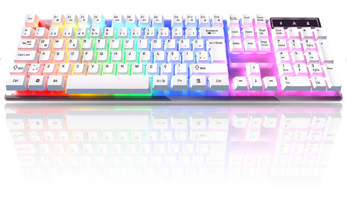 Teclado Gamer LED con cable ETEK, cuerpo ABS, medidas 435*130*30mm, 420g, teclas grabadas con láser, opción metal