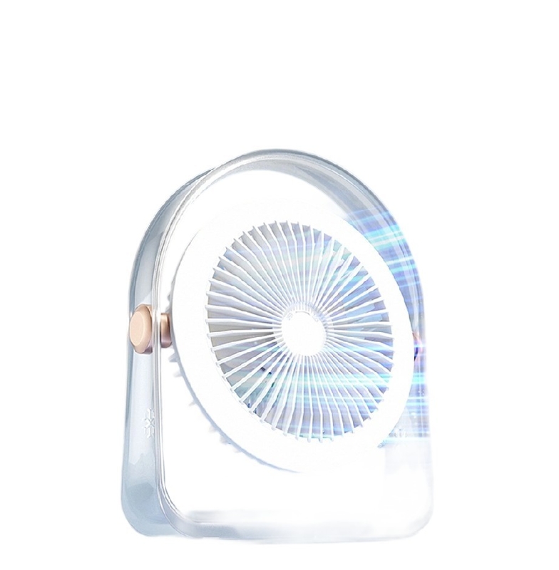 Ventilador tricolor (blanco, gris, verde) con PETG + motor sin cepillos, batería de 1200mAh, viento de 3 velocidades (2-6W) + ajuste de luz de 3 niveles