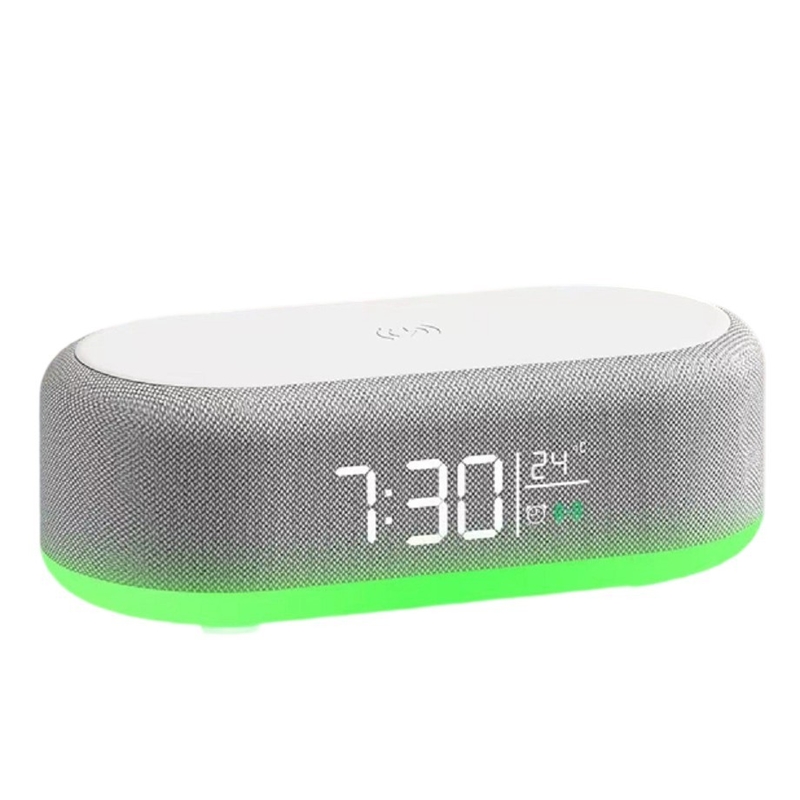 ETEK Bluetooth 5.3 altavoz multifunción con pantalla de temperatura, reloj, batería de 1200mAh, carga inalámbrica de 15W, controlador de 5W de 52mm.