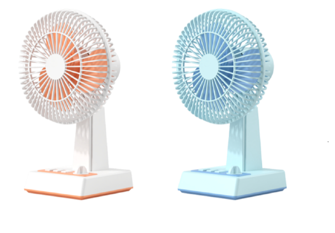 ETEK Ventilador USB portátil multifunción, colgante / escritorio de doble uso, ajustes de 3 velocidades, material ABS + PP, operación segura de baja energía de 5V / 6W