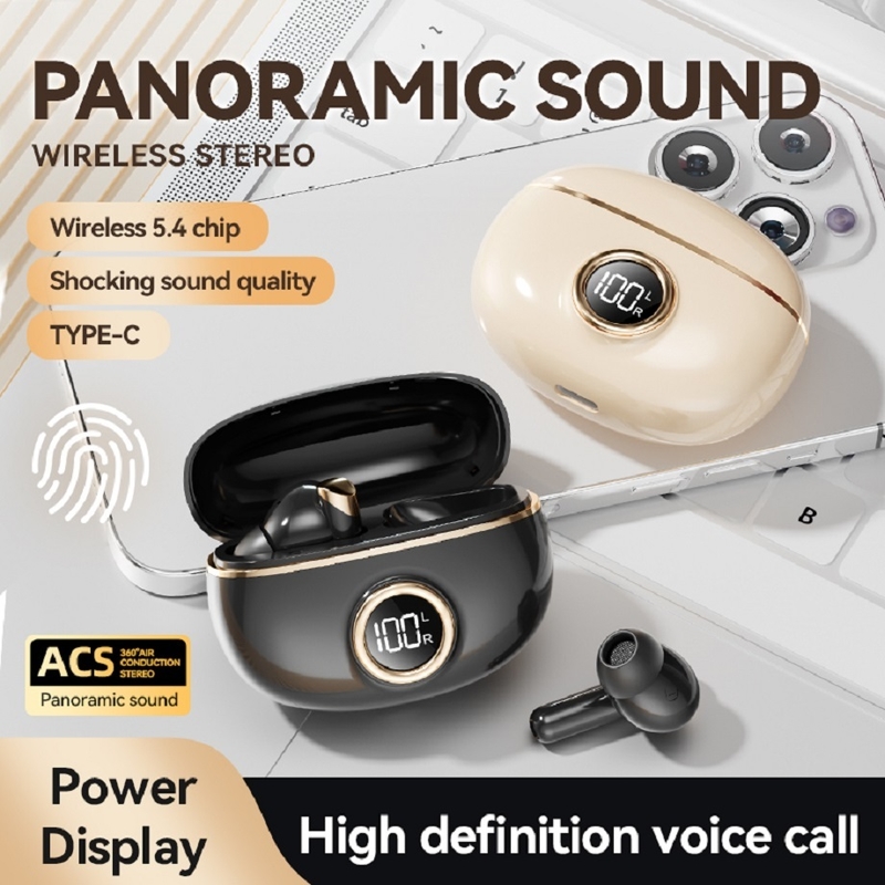 Auriculares TWS ETEK Plated Bluetooth 5.4 con F10, celda de auricular de 25mAh + estuche de 230mAh (placa protectora), tiempo de llamada de 2-3 horas.