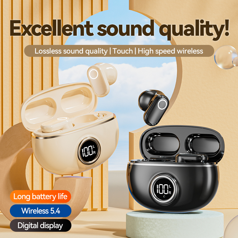 Auriculares TWS ETEK Plated Bluetooth 5.4 con F10, celda de auricular de 25mAh + estuche de 230mAh (placa protectora), tiempo de llamada de 2-3 horas.