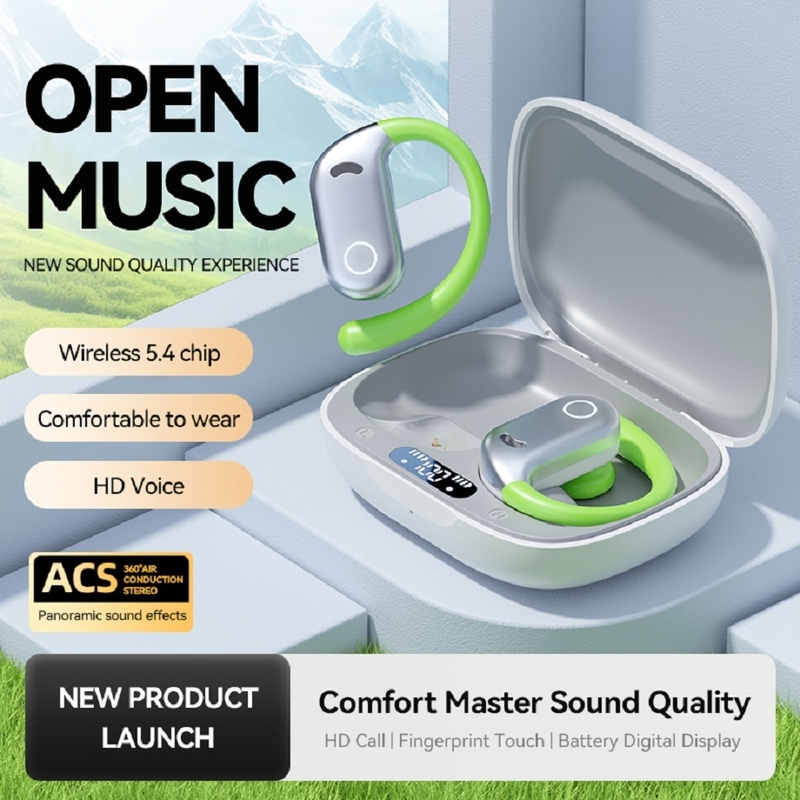 ETEK auriculares de pantalla LED impermeable, Bluetooth 5.4, celda de auriculares de 50mAh + caja de 300mAh (tabla protectora), altavoz F14.2