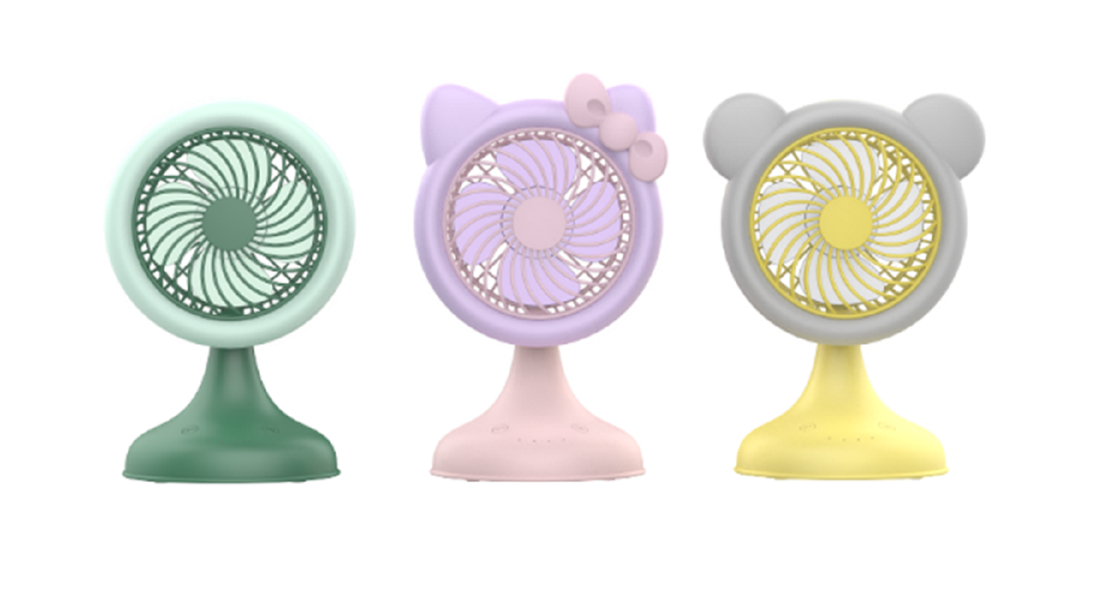 ETEK ABS+PP Fan con motor sin escobillas 1200mAh Batería Modos de 3 velocidades 1.2-3.5h Tiempo de ejecución en Cat / Bear / Simple Styles