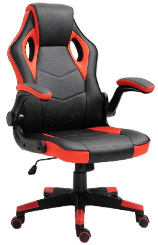 Silla ergonómica de escritorio de juegos Base de nylon de 350 mm con rodillas de PU Ascensión de gas de 100 mm y reposabrazos con almohadilla de PU para soporte flexible