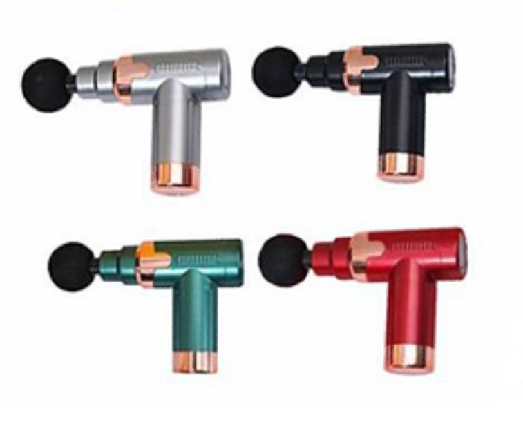 Pistolas de masaje ETEK Característica ABS + componentes electrónicos Construcción con control de botón 1200mAh Batería 25W 4 cabezas de masaje 4-color