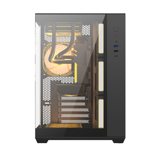 Caja de computadora compatible con placas base EATX/ATX/Micro-ATX/Mini-ITX/BTF con acero SPCC de 0,6 mm y vidrio templado de doble cara