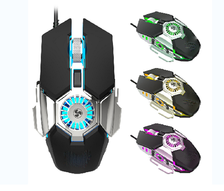 Ratón Gaming RGB 6 Botones DPI Ajustable 1000/1600/3200/6400 Luz de Respiración Colorida ABS 8M Clics de Vida 5V/100mA