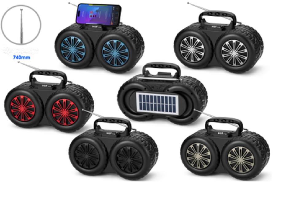 Altavoz Bluetooth solar de 20W, USB/TF/FM/BT/TWS, Panel de vidrio de 1W, JL 5.3, 1200mAh, Malla metálica, ABS, Estéreo