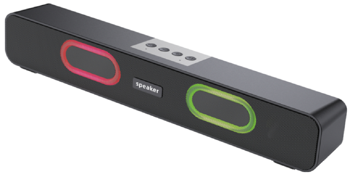 Altavoz Bluetooth portátil de 10W multifunción, TF/USB/FM/AUX, llamada sin manos, doble diafragma con luz, 1200mAh, negro