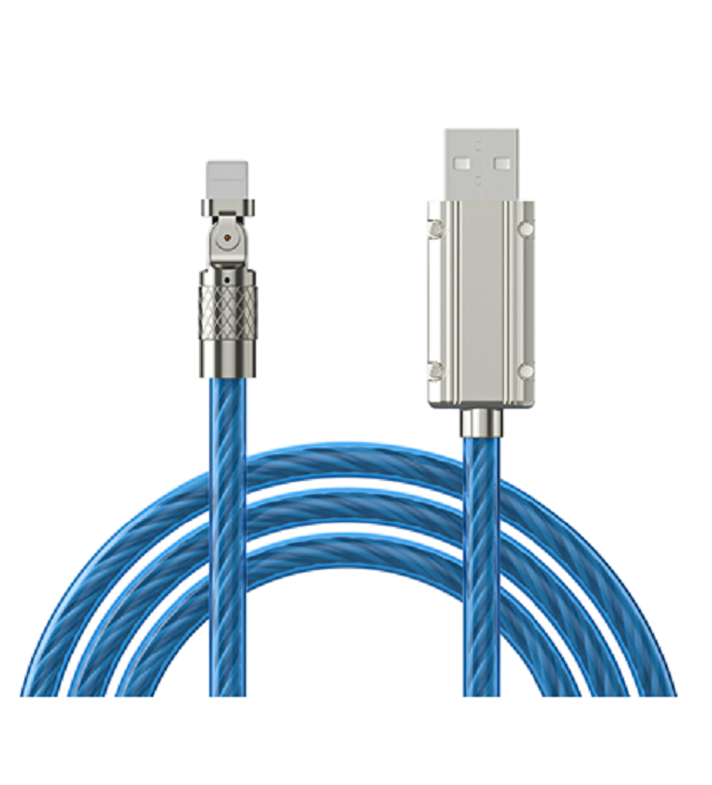 Cable de luz LED giratorio ETEK 1M, TPE, 4 núcleos, Carga rápida y datos, Aleación de zinc, Blanco/Azul/Rojo/Verde