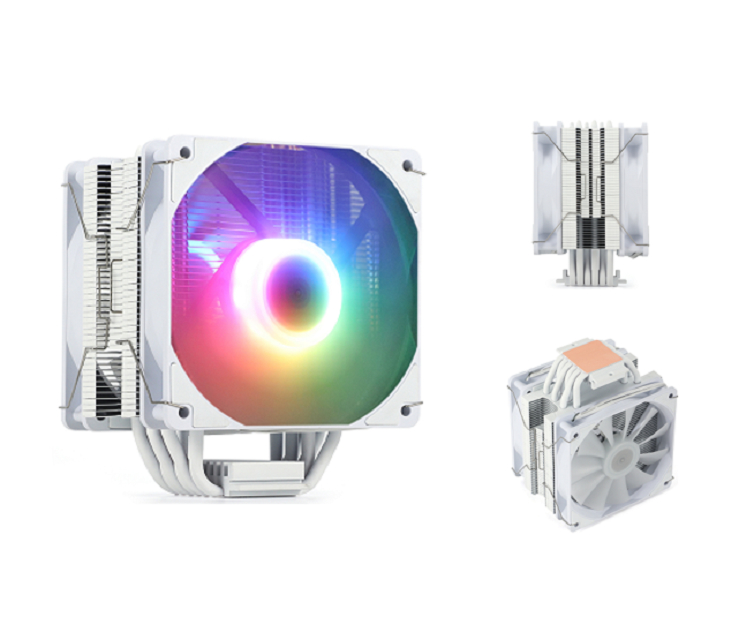ETEK 6-Pipe RGB CPU Cooler, Dual 120mm PWM Fans, soporta AMD, 153*100*122mm, ideal para juegos y escritorios de alto rendimiento