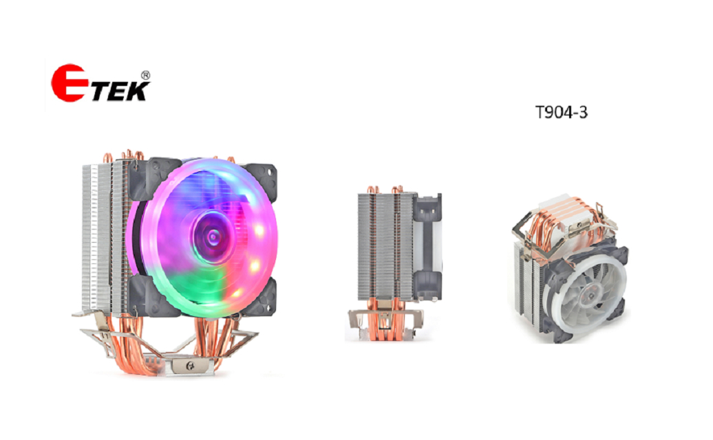 ETEK 4-Heatpipe CPU Cooler, ventilador de 92 mm, RGB fijo, rodamiento hidráulico, ideal para computadoras pequeñas y de bajo presupuesto