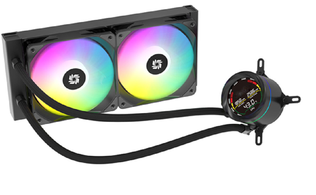 ETEK 240mm ARGB AIO Liquid CPU Cooler,270W TDP, Display de segmento digital + bloque de agua ARGB, ventiladores PWM,para las marcas de PC de juegos