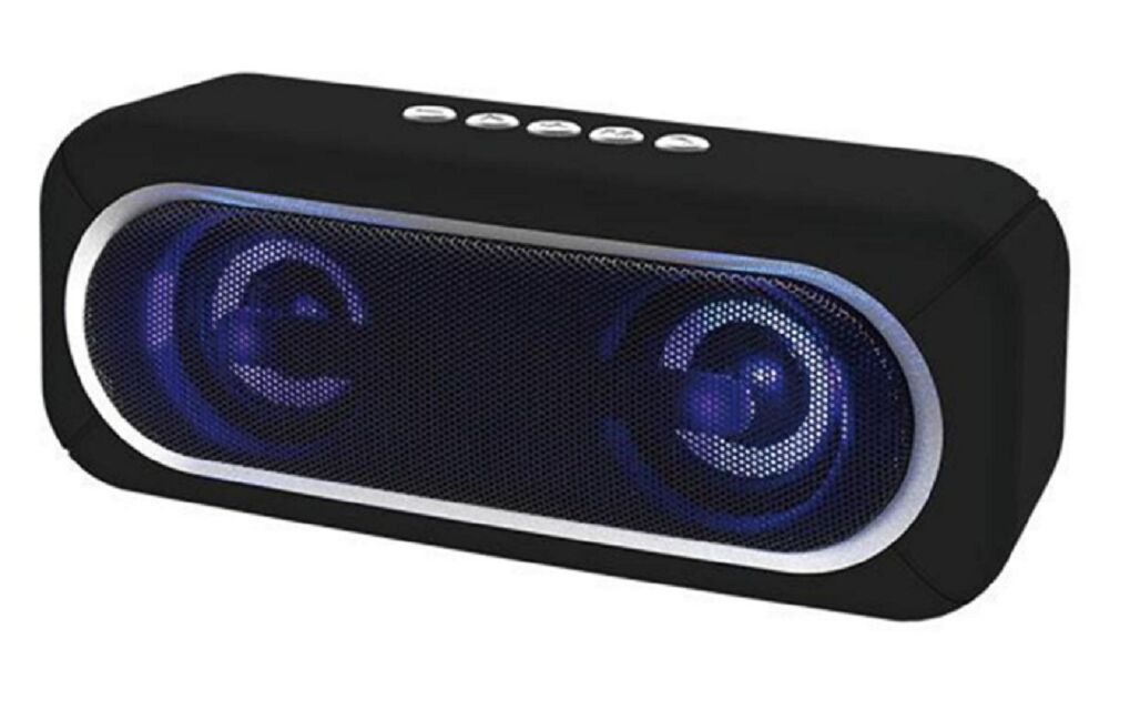 Portable Bluetooth Speaker, Bluetooth 5.3,3W*2 Stereo,Multi-Function (TF/USB/FM/AUX), LED Light, Hands-Free Call, 800mAh Battery