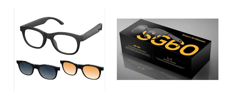 Gafas de audio inteligentes con traducción en tiempo real e intercomunicador, micrófonos de silicio doble, carga magnética, batería de 80 mAh * 2