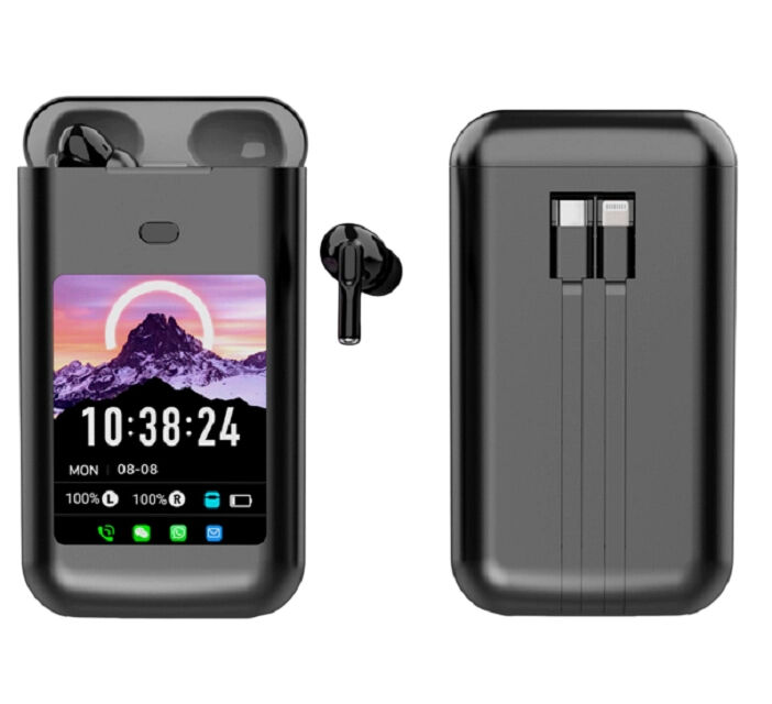 Audífonos TWS inteligentes con caja de carga de 5000mAh, Bluetooth 5.4,Cancelación de ruido ENC, alertas de mensajes multi-aplicación (WeChat/WhatsApp/FB)