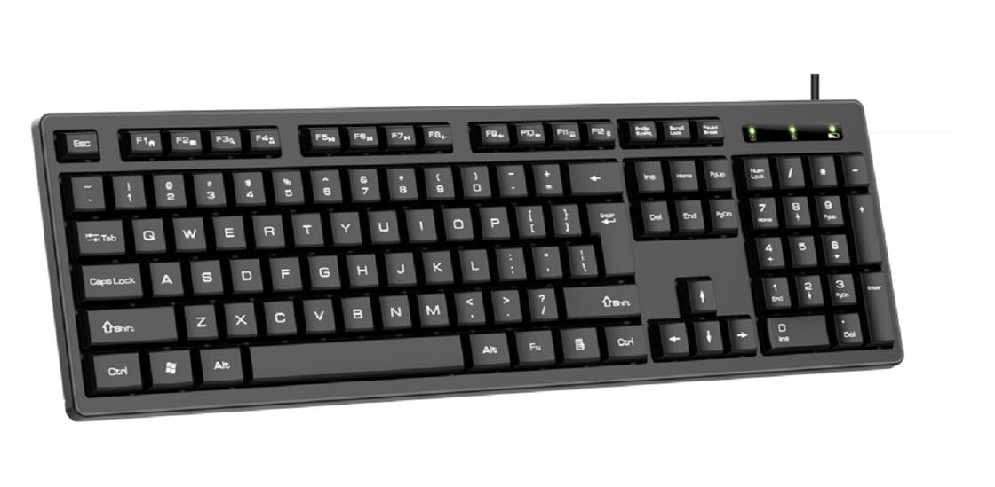 Teclado de membrana de oficina, carcasa ABS 475, película de pasta de carbono / plata, cable de 1.5M (cableado o inalámbrico), teclas impresas con pantalla / láser