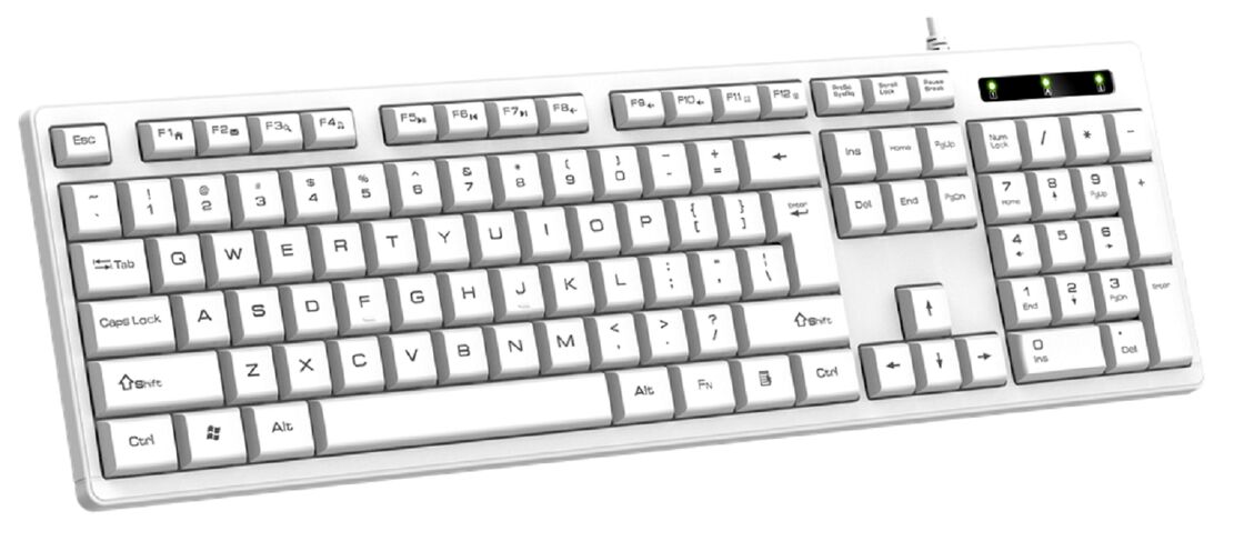 Teclado de membrana de oficina, carcasa ABS 475, película de pasta de carbono / plata, cable de 1.5M (cableado o inalámbrico), teclas impresas con pantalla / láser