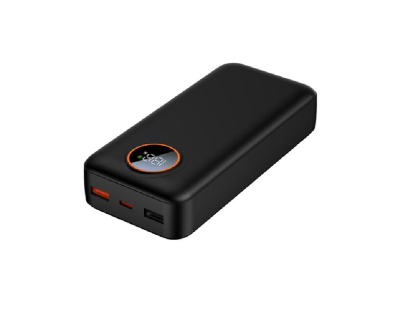 20000mAh PD 22.5W Banco de energía, celdas de polímero de doble grado A, salidas USB-C y USB-A, indicador LED, negro/blanco, 147*68*31mm