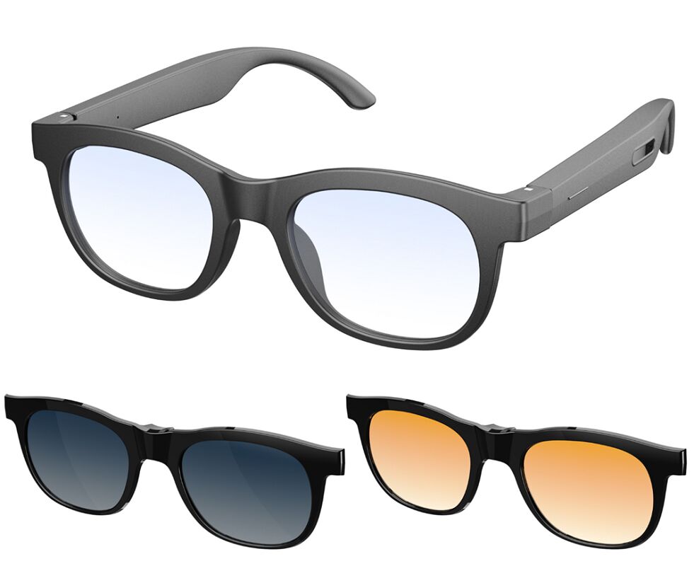 Gafas de sol con Bluetooth de inteligencia artificial, 40g de peso ligero, micrófono MEMS para grabación de reuniones, carga magnética, audio con oído abierto