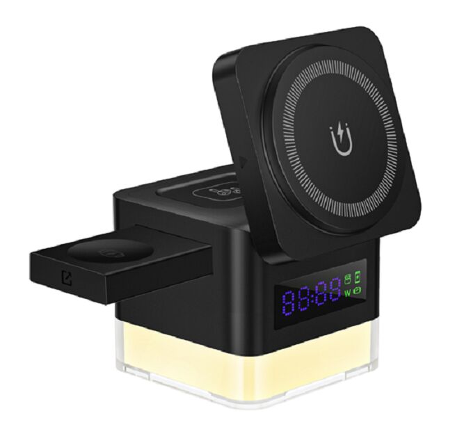 Cargador inalámbrico 3 en 1 para Apple, Dos puertos USB PD + QC, pantalla de potencia, admite entrada de 45W para una carga estable de varios dispositivos