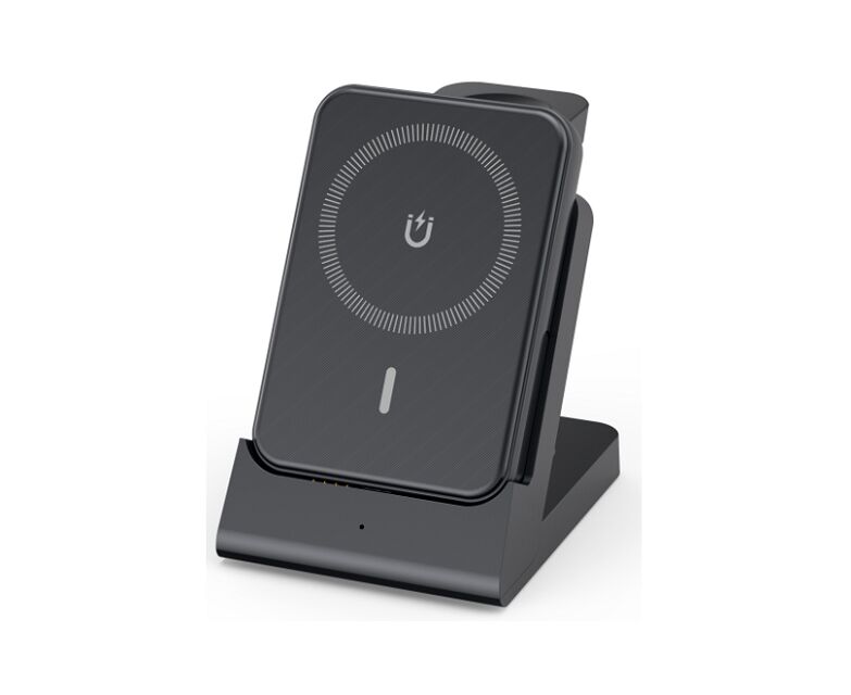 Banco de energía de carga inalámbrica, 5000 mAh, 3 en 1 para teléfono/reloj/auriculares, 15W Qi, para viajes, oficina o regalos