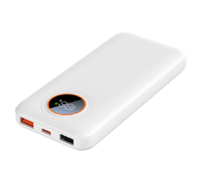 Banco de energía de 10000 mAh PD 22.5W, Tipo-C Entrada/Salida, USB-A, Celda de Grado A, Negro/Blanco, con Cable de Carga Rápida